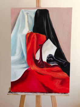 Acrylic painting: black-red-white