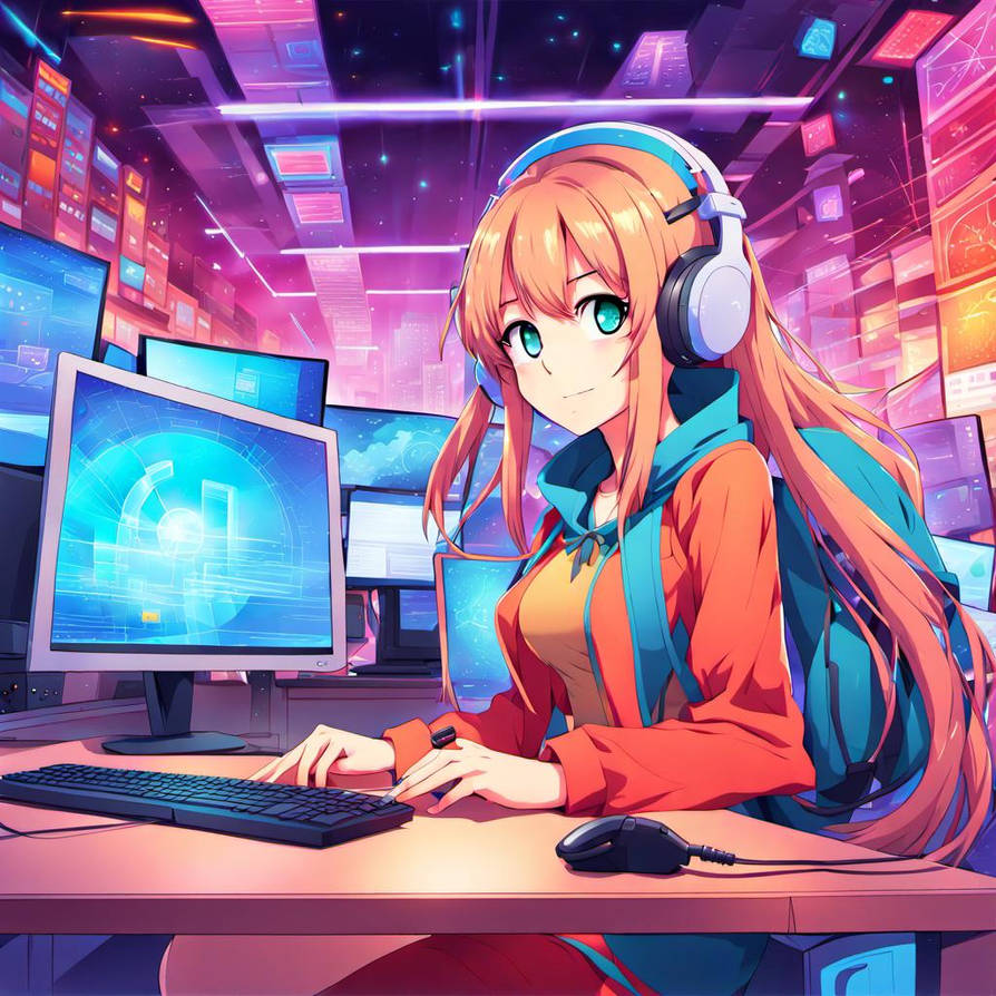 Girl With A Computer by DimensionalJumper on DeviantArt