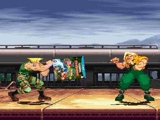 Guile uses his Sonic Boom.