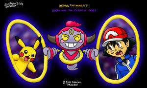 Pokemon - Ash, Pikachu, and Hoopa.