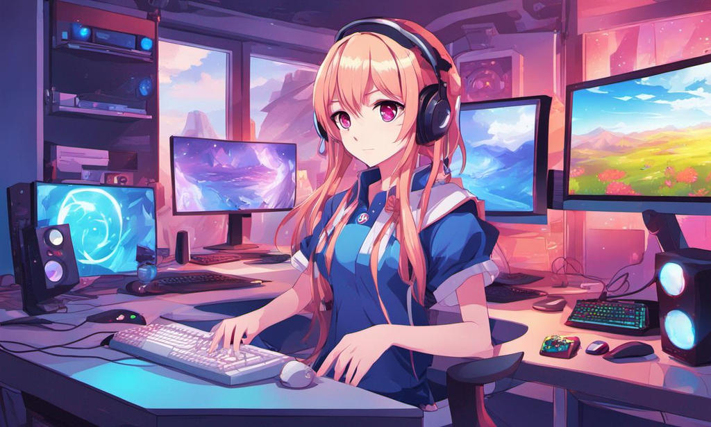Gamer girl and her gaming pc setup by YoursTrulY28867 on DeviantArt