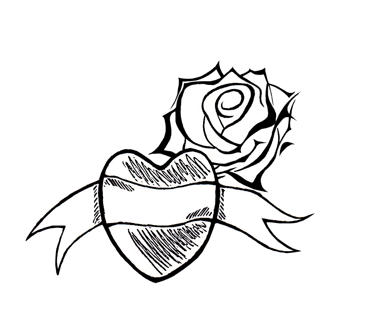 Flower Heart - Line Art