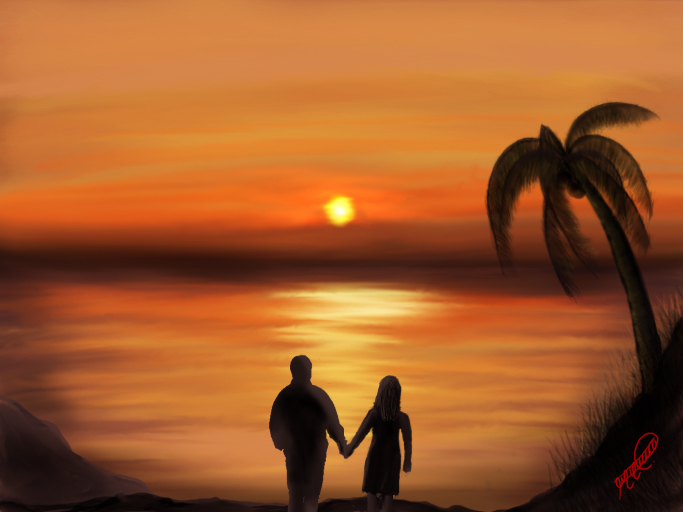 DRAWING: TWO LOVERS UNDER THE SUNSET — Steemit