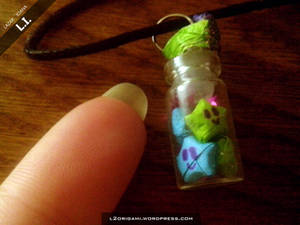 Mini Origami Lucky Stars in a bottle necklace