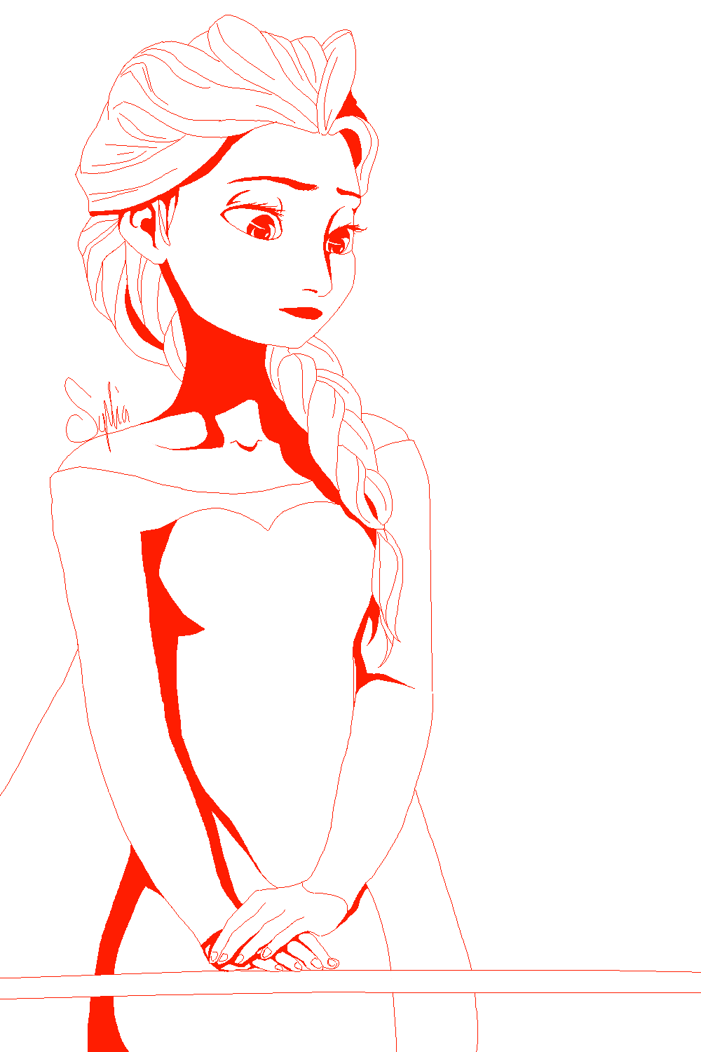 Queen Elsa pixel line art