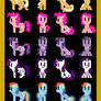 Retro Pony Pixels Sprites (Mane Six and Derpy)