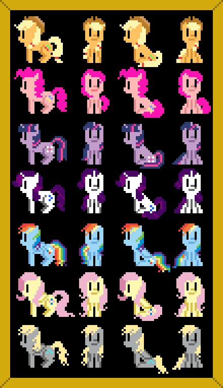 Retro Pony Pixels Sprites (Mane Six and Derpy)