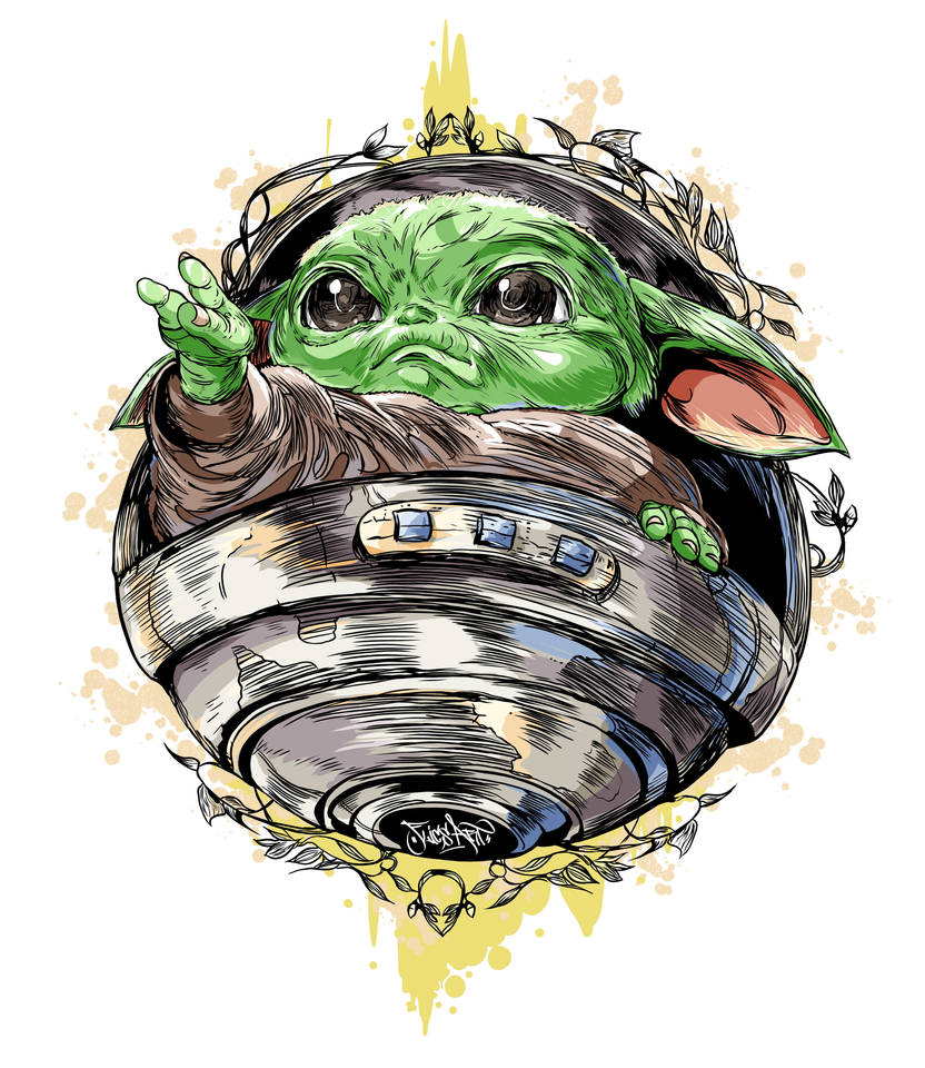 Baby Yoda Grogu Cartoon Character Mandalorian Stock Vector (Royalty Free)  2293123629