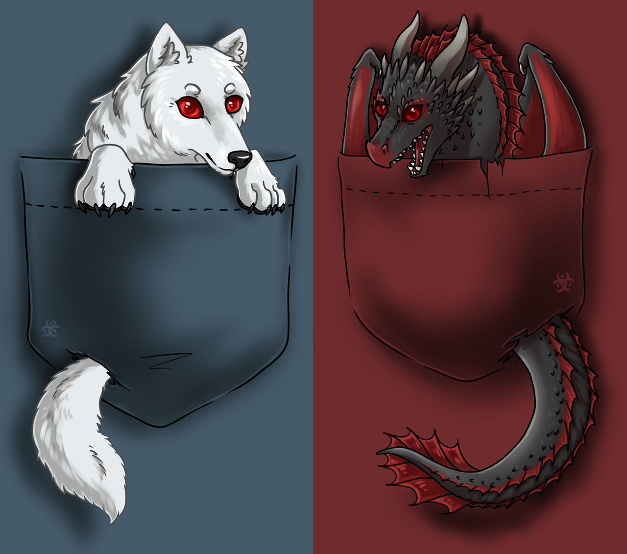 Game Of Thrones Pocket Ghost And Drogon By Biohazardia On Deviantart