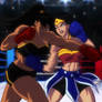 Superwoman and Wonder Woman boxing