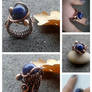 Copper Wire Ring With Natural Lapis Lazuli