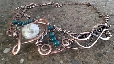 Handmade copper wire necklace by TangledWorld