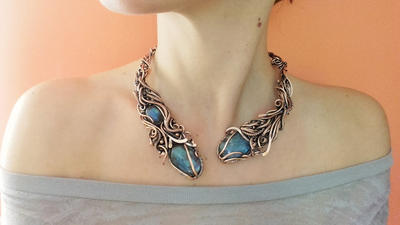 Blue magic copper wire wrapped necklace SOLD!