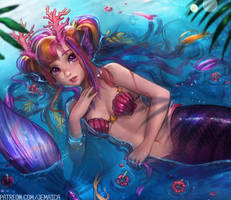 Coral reef mermaid commission