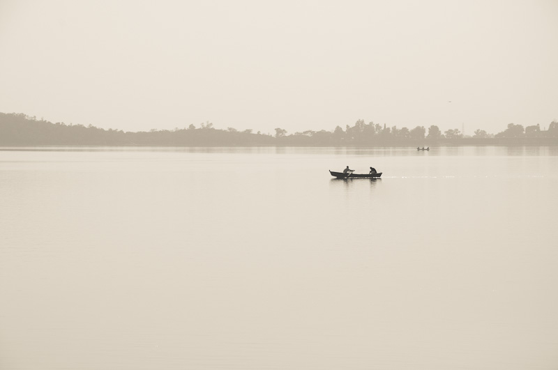 Boating in murky atmosphere