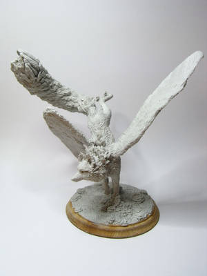 winged fox sculpture WIP by LazyMortimer