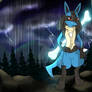 Lucario entering a cave