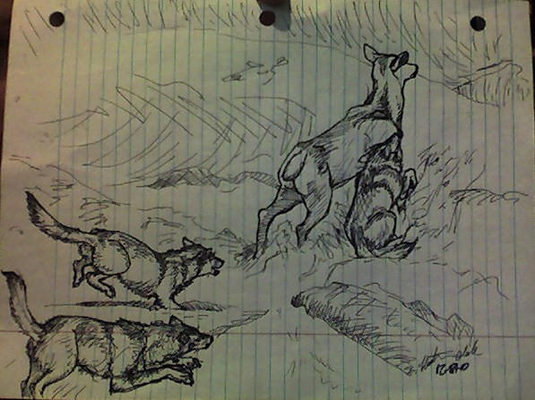 finished Wolves chasing Elk by Volpone on DeviantArt