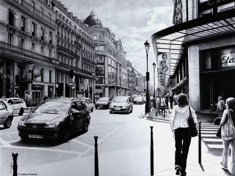 Parisian Street- Ballpoint Pen www.poletaevart.com