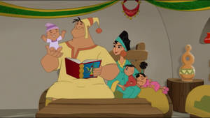 Familia de Pacha leyendo un cuento