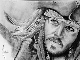 Captain Jack Sparrow/ Johnny Depp Charcoal Drawing
