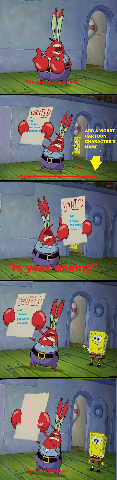 Mr krabs shows worst cartoon character meme blank by Beanie122001 on DeviantArt Mr krabs shows worst cartoon character meme blank by Beanie122001 on DeviantArt