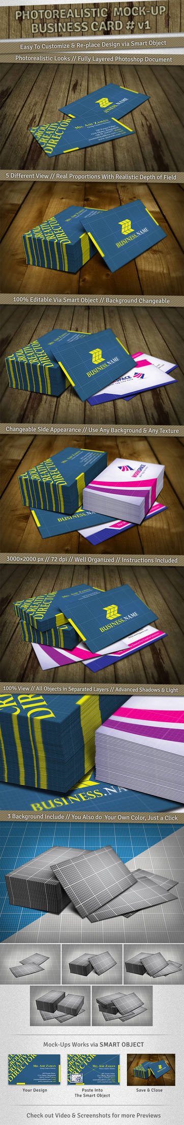 5 Mockups : Photorealistic Business Card v1