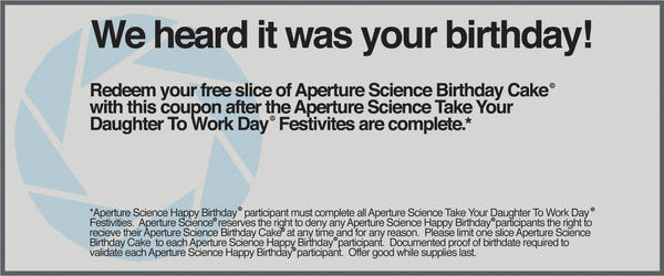 Aperture Happy Birthday Coupon