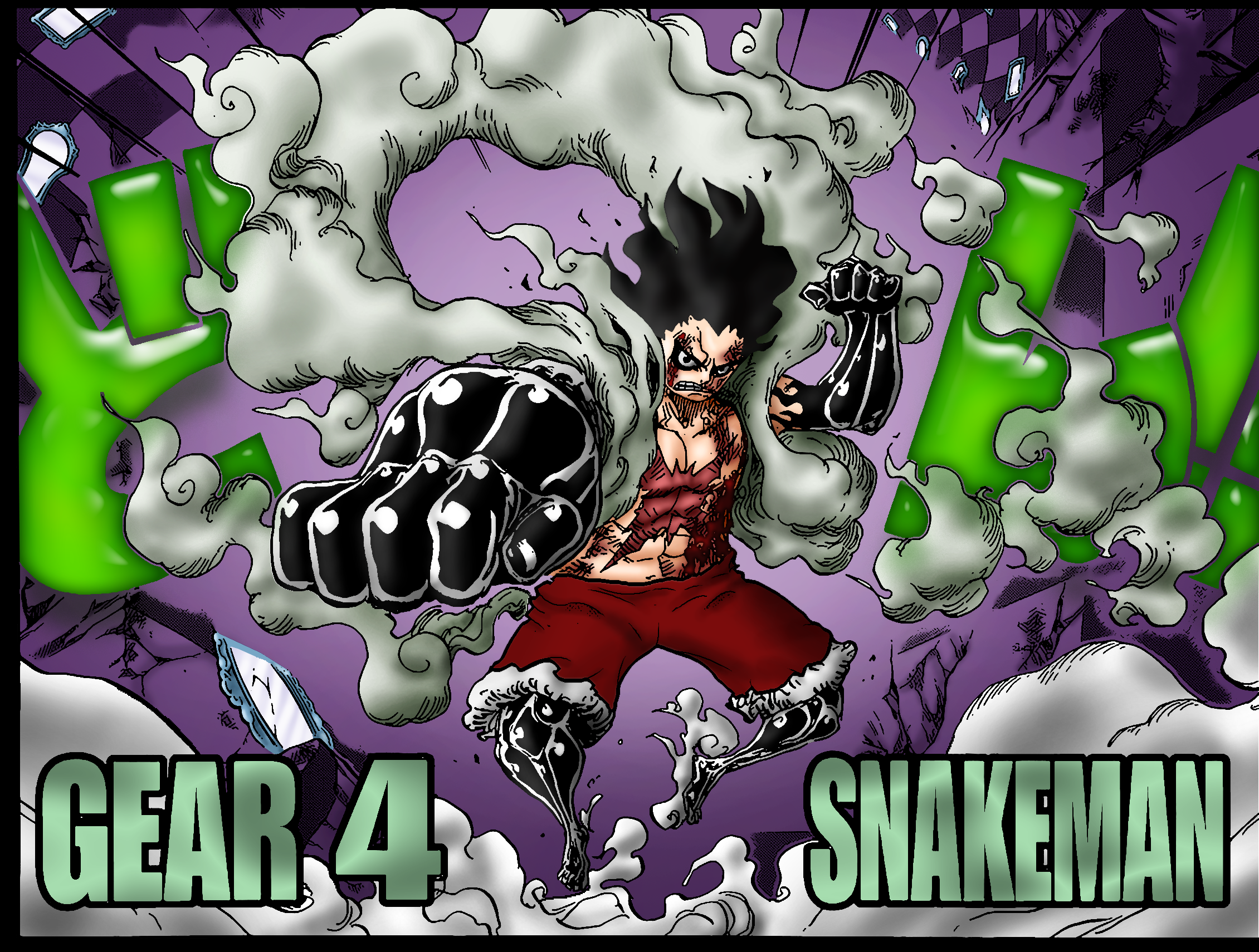 One Piece Coloring Luffy Gear Fourth Snakeman By Dooperco On Deviantart