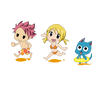 Natsu, Lucy, Happy chibi