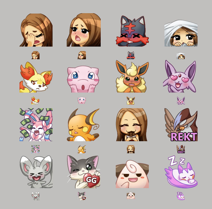 Twitch emotes commission for MissEspeon by Nyalis on.