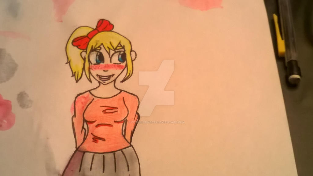 blushing,blonde girl