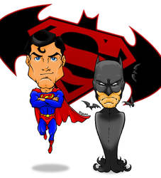 Chibi Superman and Batman