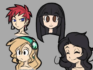 Girly heads doodles