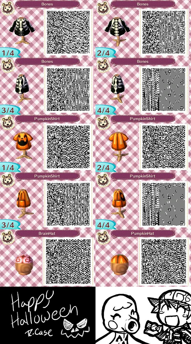 Animal Crossing Halloween themed outfits QR Codes