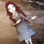 Jointed Paper Art Doll ~ Pleated Flower Dress