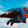 Superman's flying in the sky