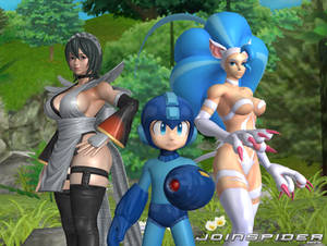 Megaman and two Beauty