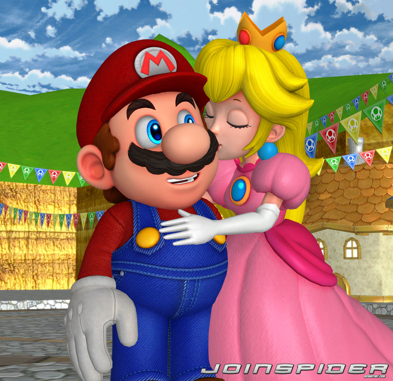 Peach kiss Mario by JoinSpider on DeviantArt