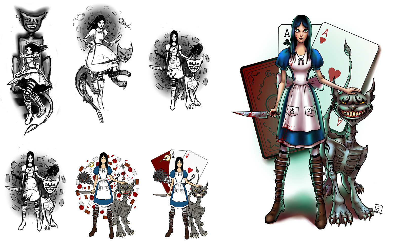 sketch for tattoo on the game AliceMadness Return by ValeraKolba on