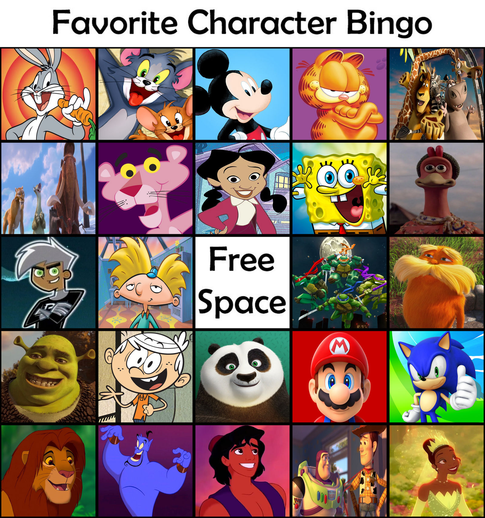 Favorite Character Bingo by aaronhardy523 on DeviantArt Favorite Character Bingo by aaronhardy523 on DeviantArt