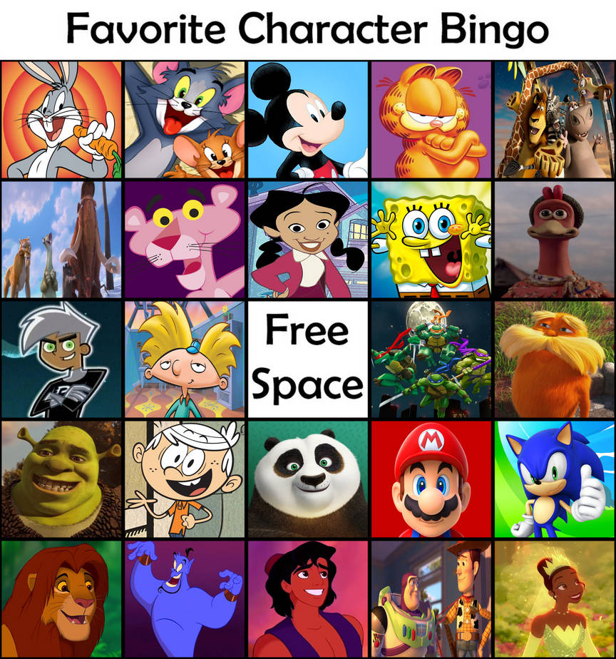 Favorite Character Bingo by aaronhardy523 on DeviantArt