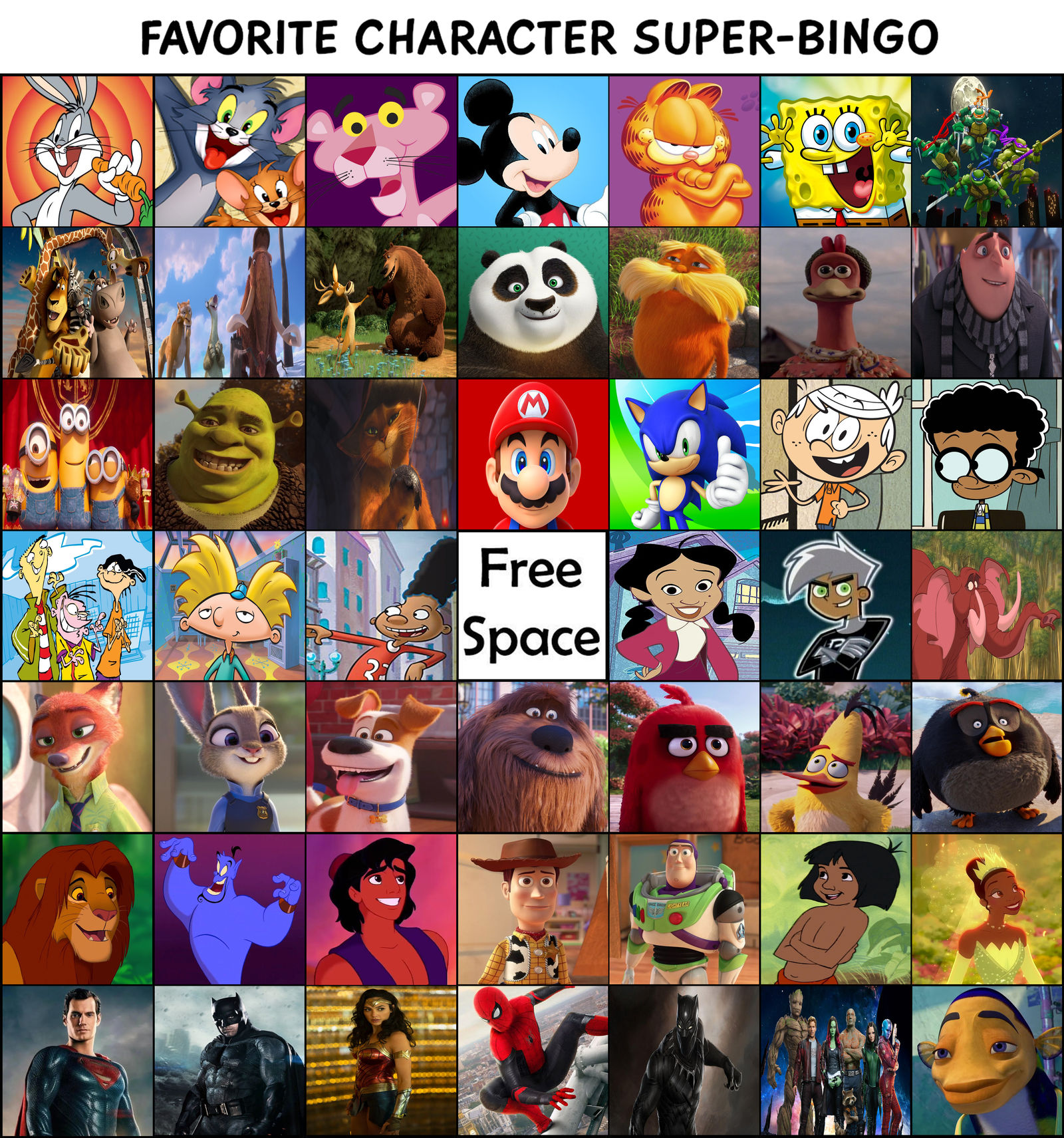 Favorite Character SuperBingo by aaronhardy523 on DeviantArt