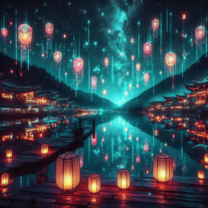 www.fineaiart.art --- Wish Lanterns for Love (2)