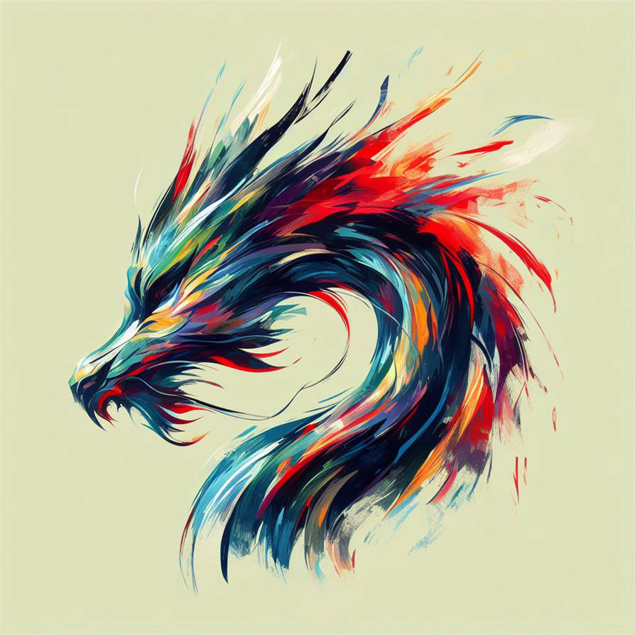 Dragon Protect Abstract A visually striking abstract painting of a dragon by AnderflowArt on ...