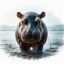 www.fineaiart.art  Watercolor Baby Hippo  - (3)