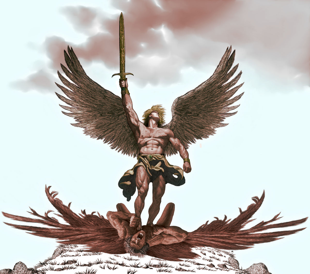 Archangel Michael Lucifer Defeat Colour by JamesB000 on DeviantArt