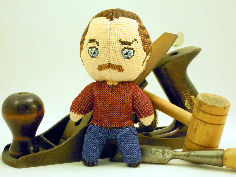 Ron Swanson the Perfect Man, er, Cross Stitch Doll