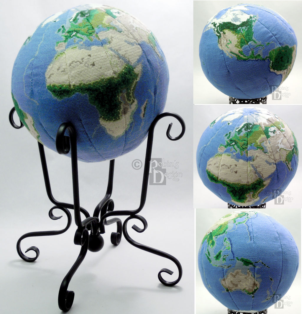 Earth Globe in 3D Cross Stitch