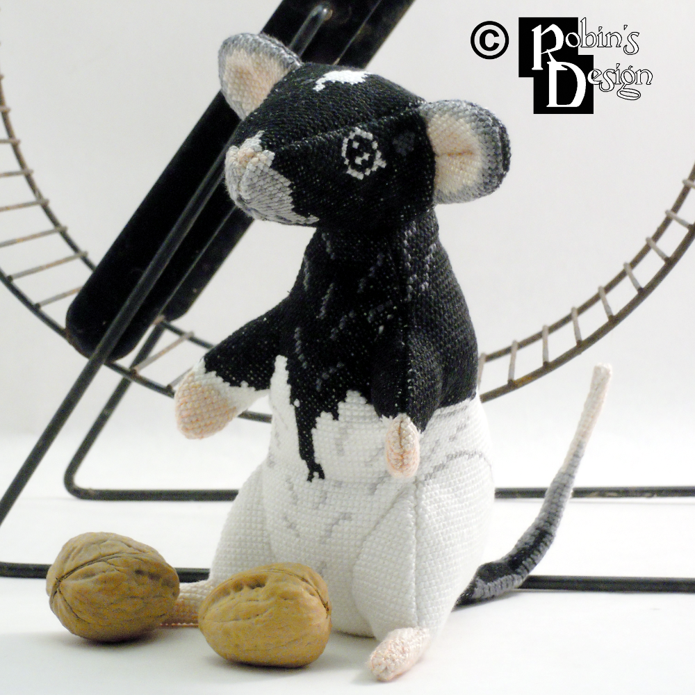 Wink the Hooded Rat 3D Cross Stitch Doll